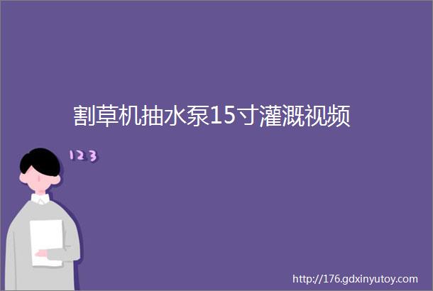 割草机抽水泵15寸灌溉视频